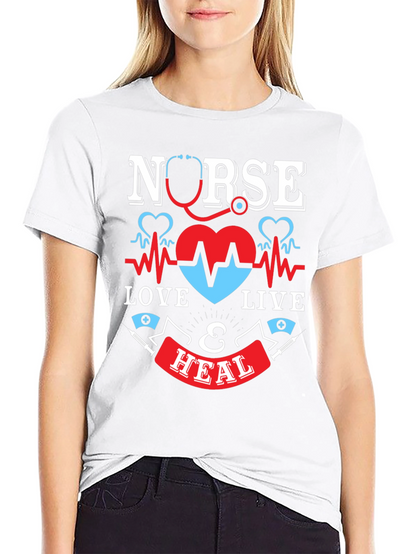 Nurse Love Live & Heal Graphic T-Shirt