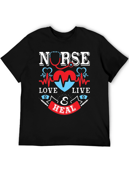 Nurse Love Live & Heal Graphic T-Shirt