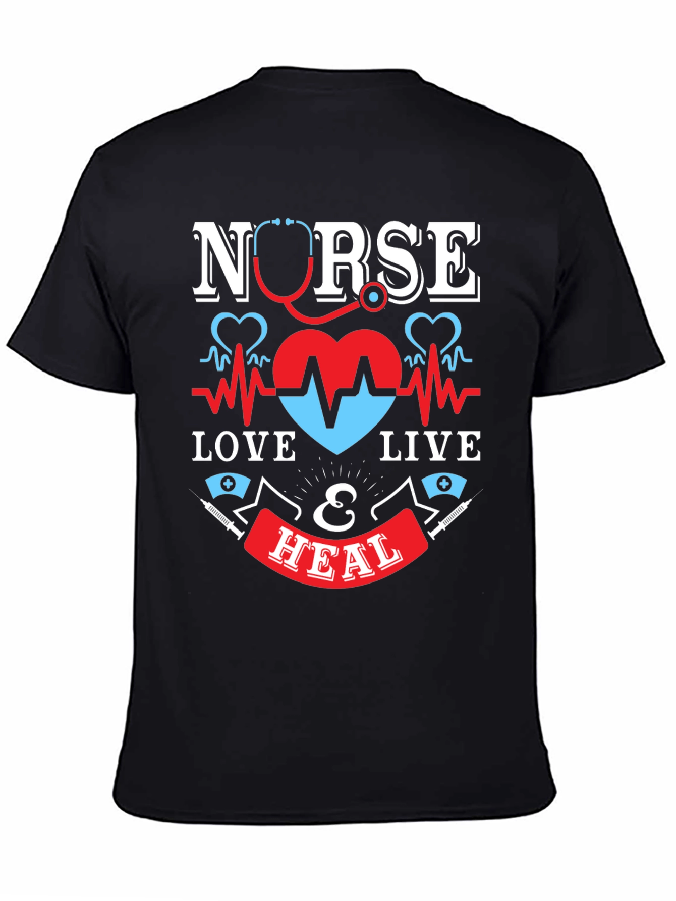 Nurse Love Live & Heal Graphic T-Shirt