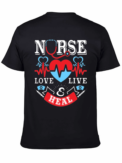Nurse Love Live & Heal Graphic T-Shirt