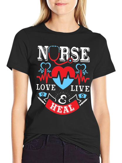 Nurse Love Live & Heal Graphic T-Shirt