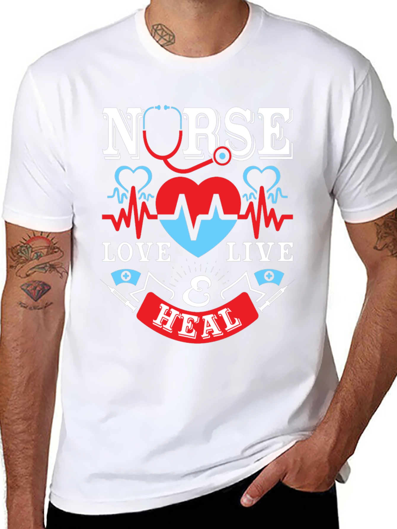 Nurse Love Live & Heal Graphic T-Shirt