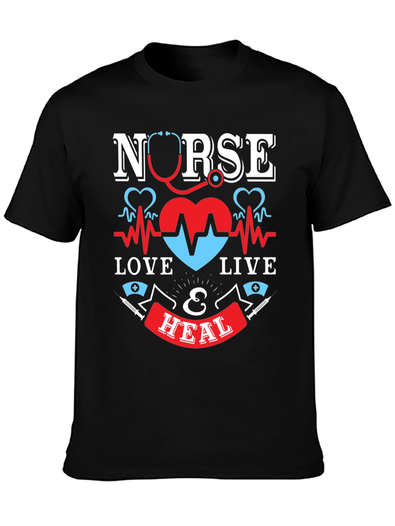 Nurse Love Live & Heal Graphic T-Shirt