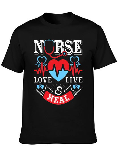 Nurse Love Live & Heal Graphic T-Shirt