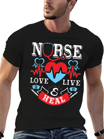 Nurse Love Live & Heal Graphic T-Shirt