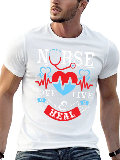 Nurse Love Live & Heal Graphic T-Shirt