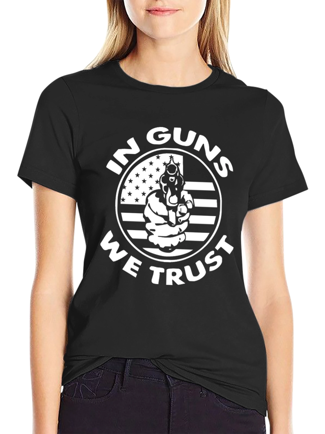 In Guns We Trust Graphic Tee - Black