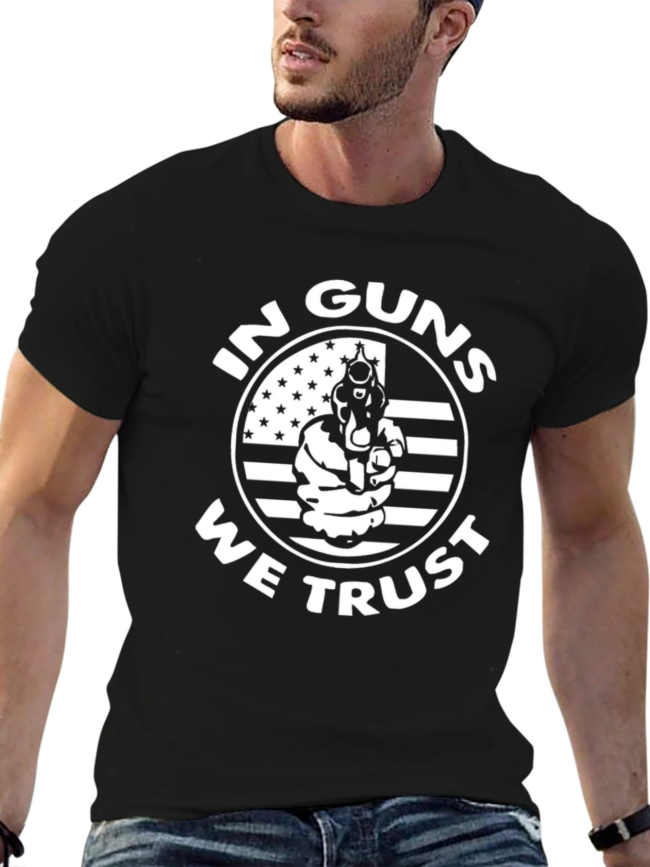 In Guns We Trust Graphic Tee - Black