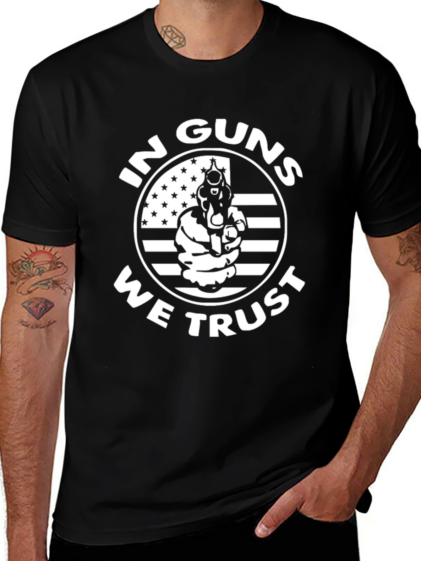 In Guns We Trust Graphic Tee - Black