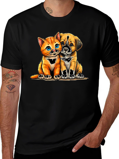 Cute Kitten and Puppy Graphic Tee - Unisex