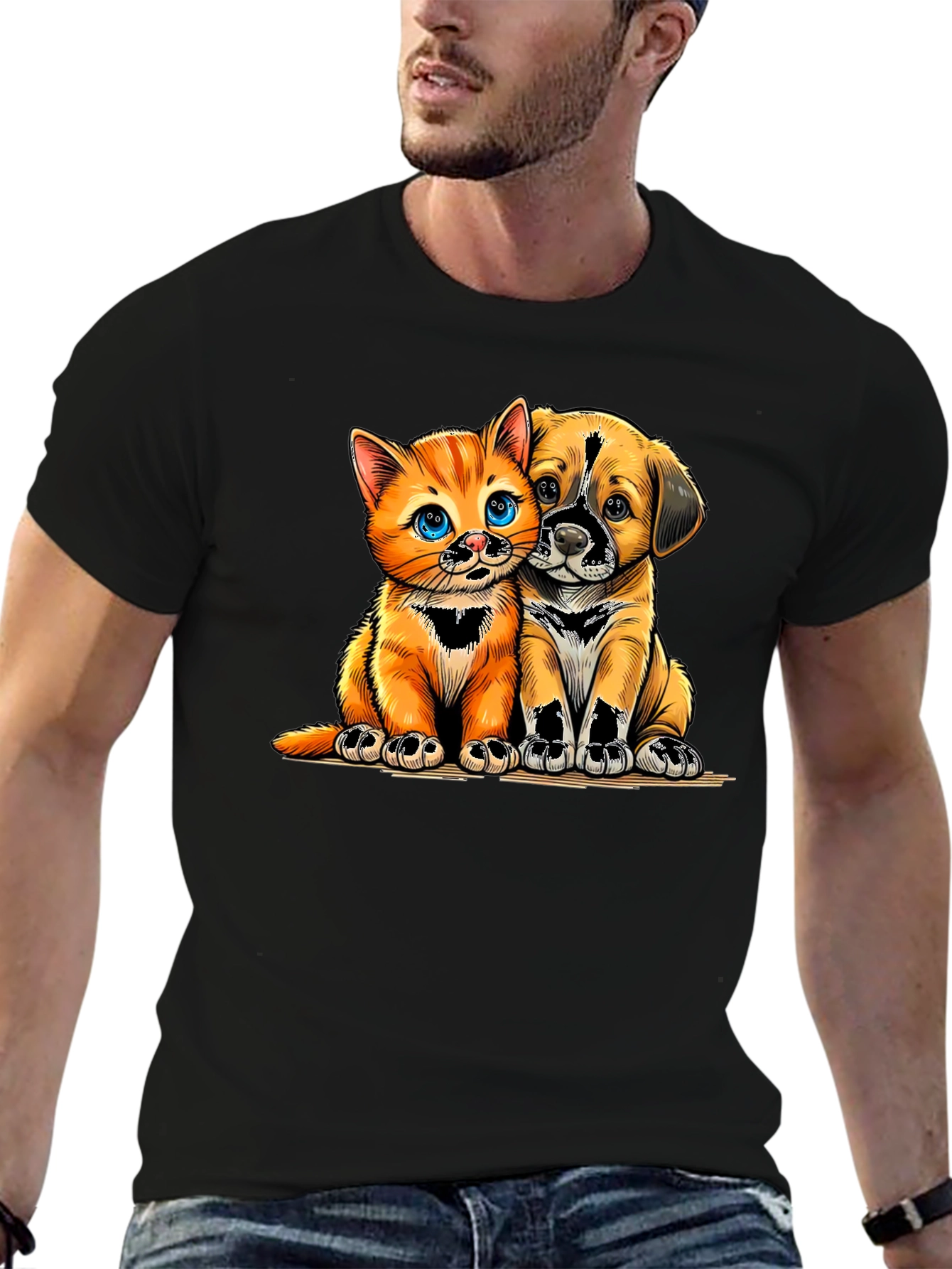 Cute Kitten and Puppy Graphic Tee - Unisex
