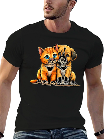 Cute Kitten and Puppy Graphic Tee - Unisex