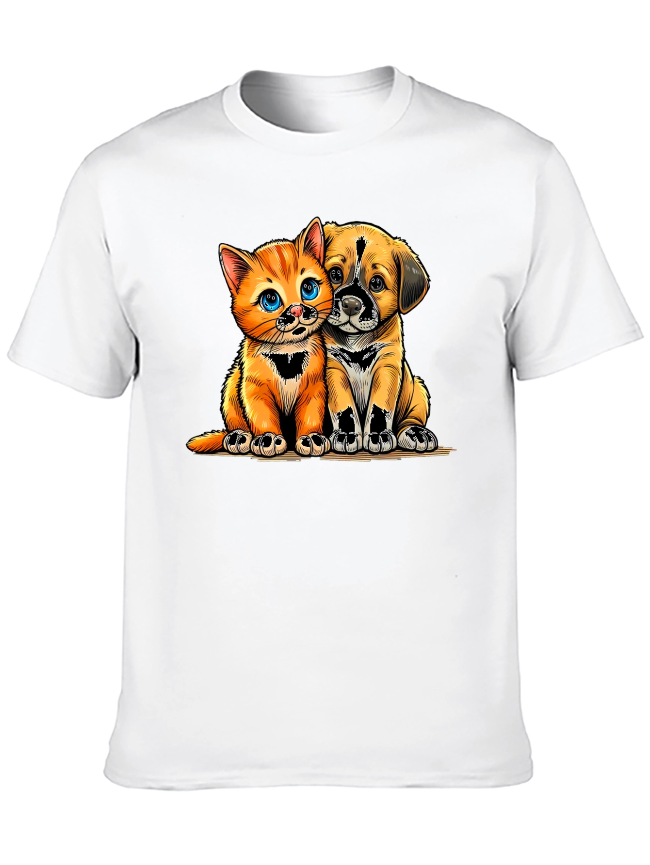 Cute Kitten and Puppy Graphic Tee - Unisex