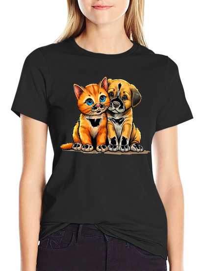 Cute Kitten and Puppy Graphic Tee - Unisex