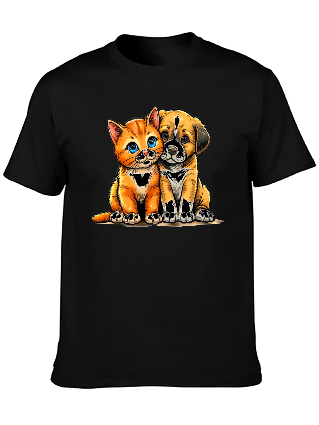 Cute Kitten and Puppy Graphic Tee - Unisex
