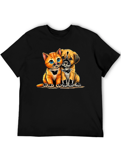 Cute Kitten and Puppy Graphic Tee - Unisex