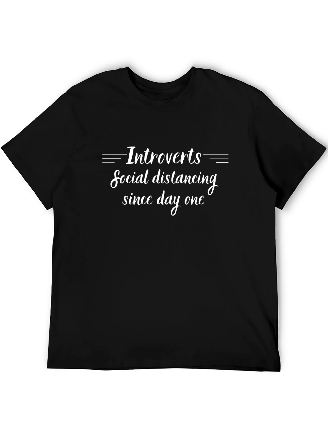 Introvert Social Distancing T-Shirt Black Cotton Tee