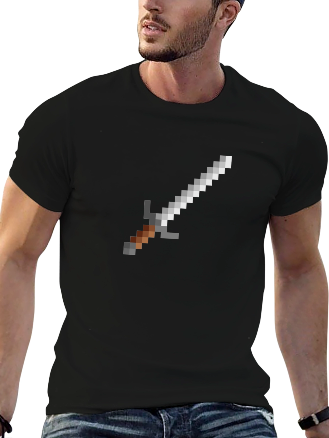 Pixel Sword Graphic T-Shirt - Black