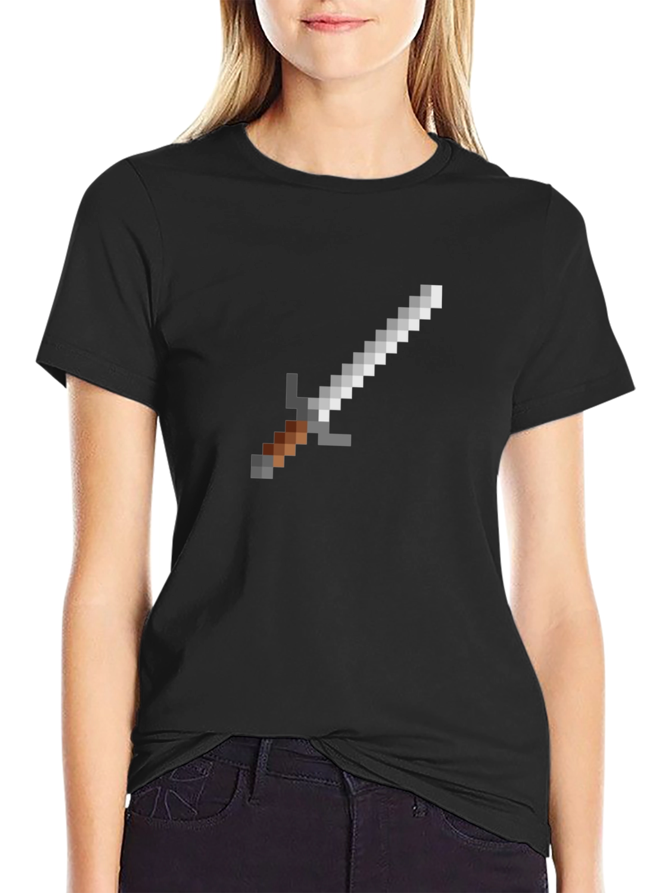 Pixel Sword Graphic T-Shirt - Black