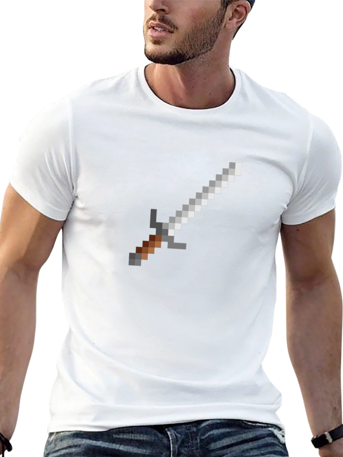 Pixel Sword Graphic T-Shirt - Black