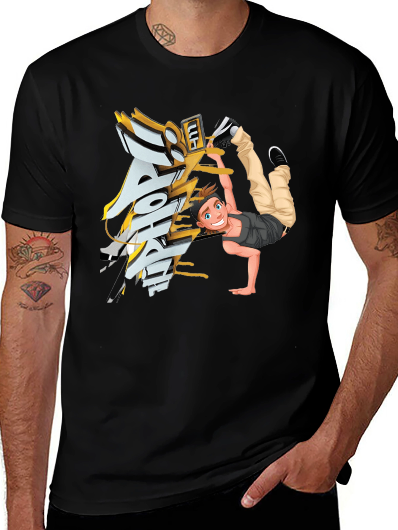 Cool Cartoon Dancer Graphic T-Shirt
