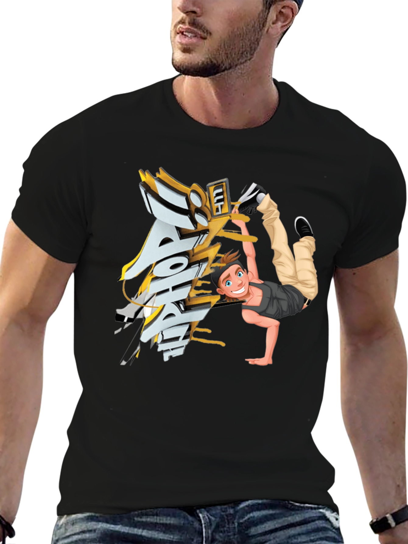 Cool Cartoon Dancer Graphic T-Shirt