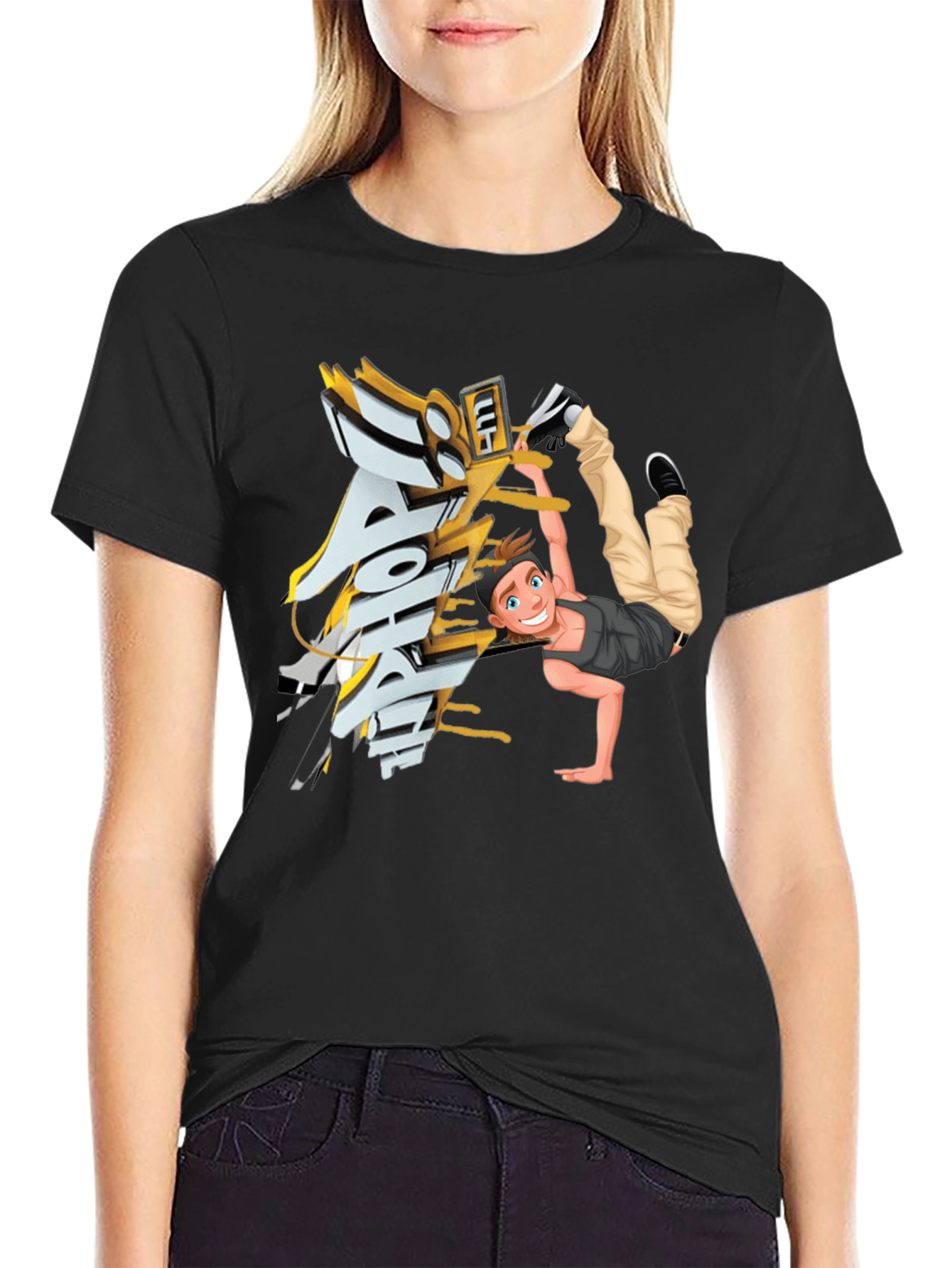 Cool Cartoon Dancer Graphic T-Shirt