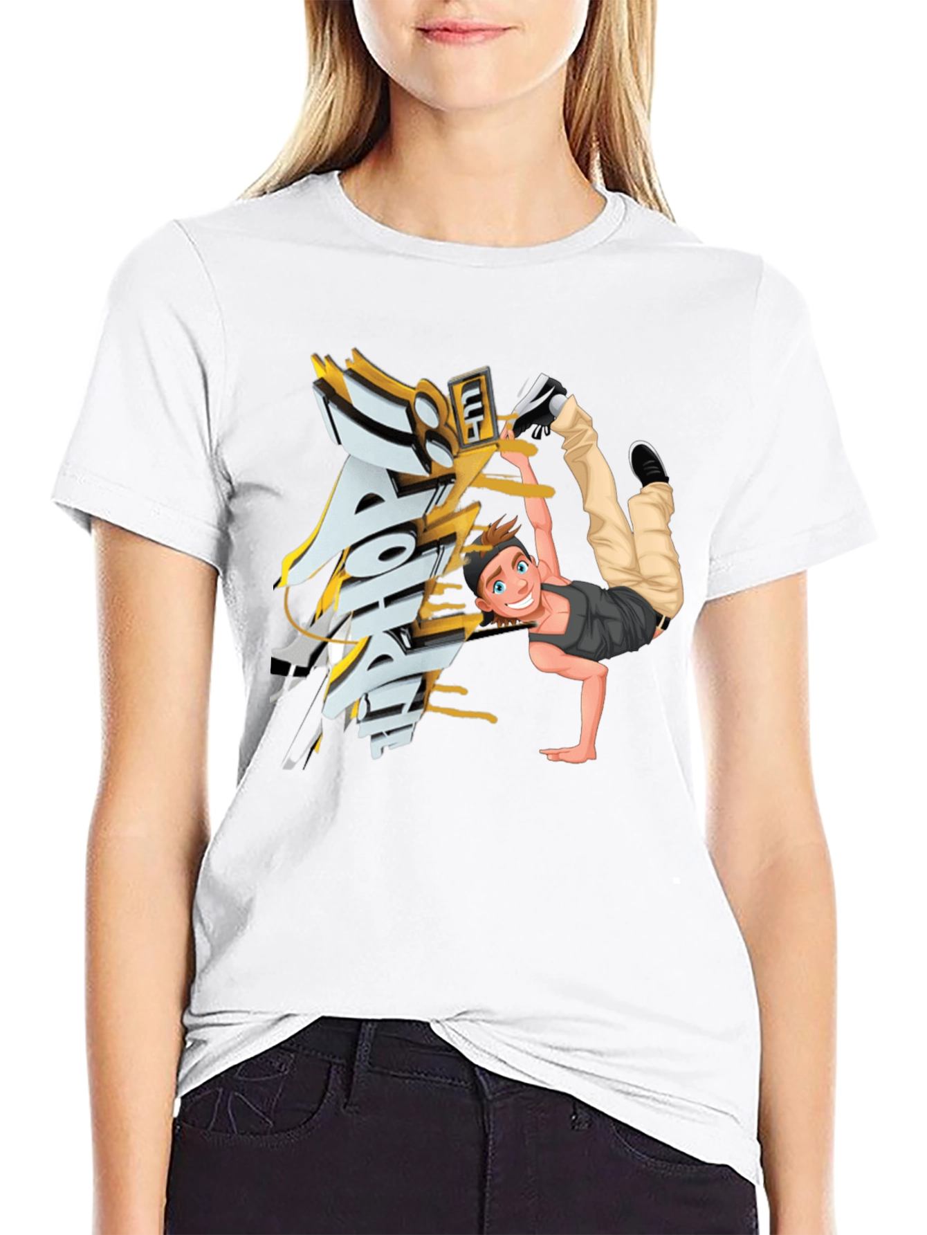 Cool Cartoon Dancer Graphic T-Shirt