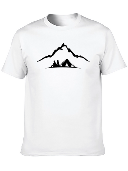 Mountains & Tent Graphic Tee - Black