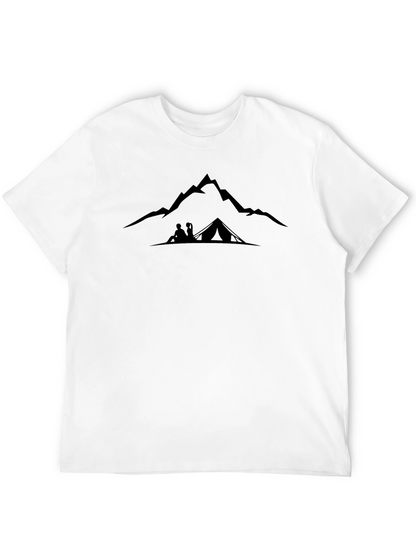 Mountains & Tent Graphic Tee - Black