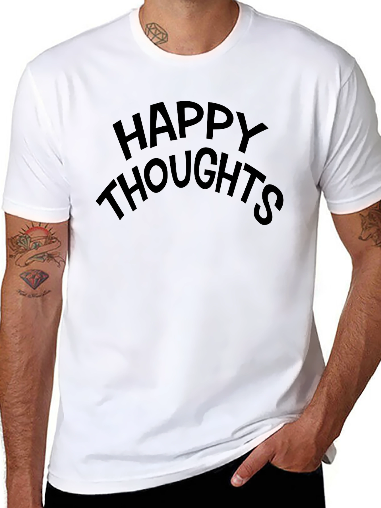 Happy Thoughts Black Crew Neck Tee