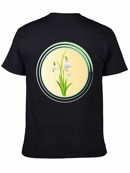 Snowdrop Flower Graphic Black T-Shirt