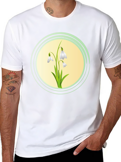 Snowdrop Flower Graphic Black T-Shirt