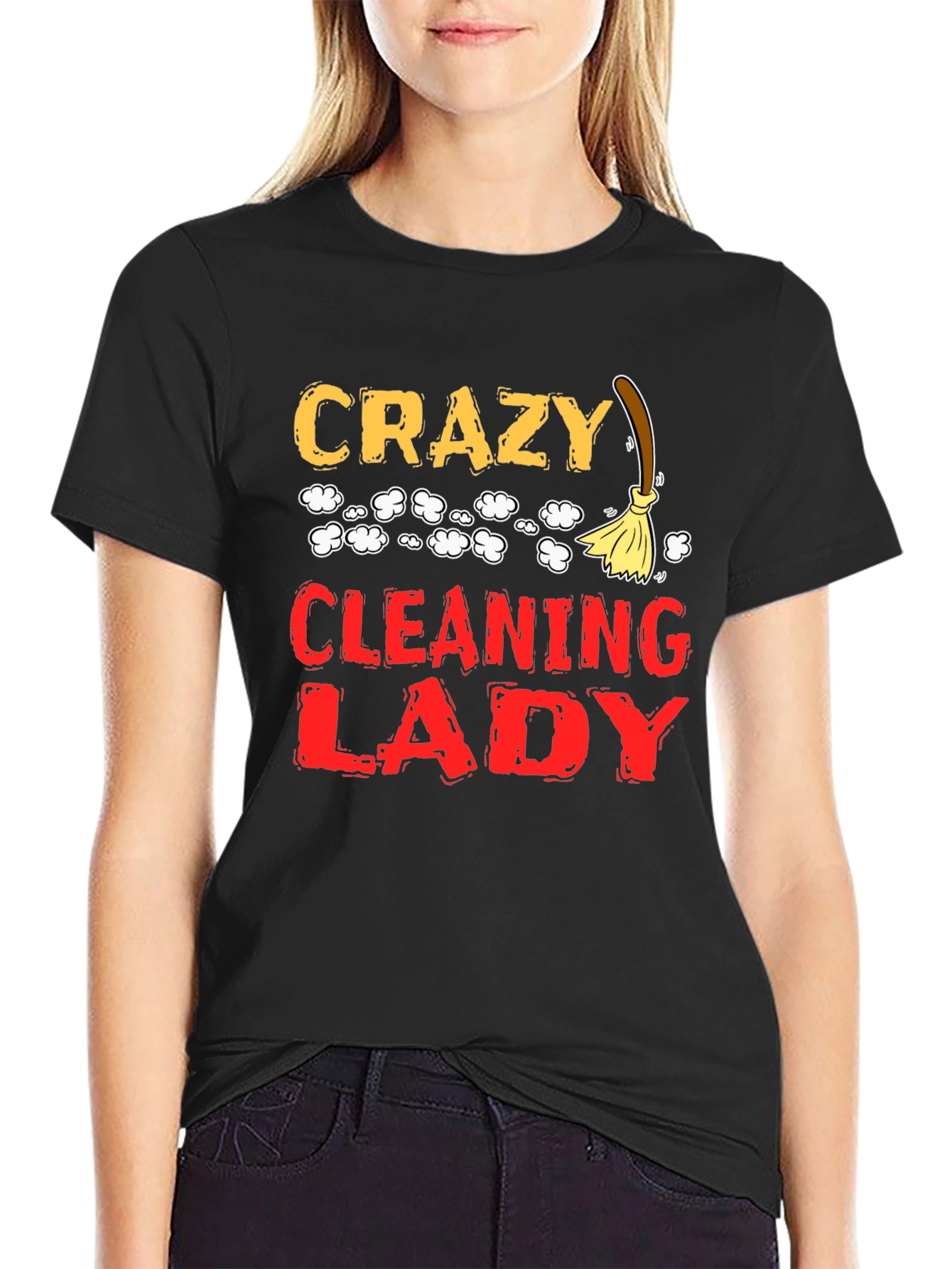 Crazy Cleaning Lady Graphic T-Shirt