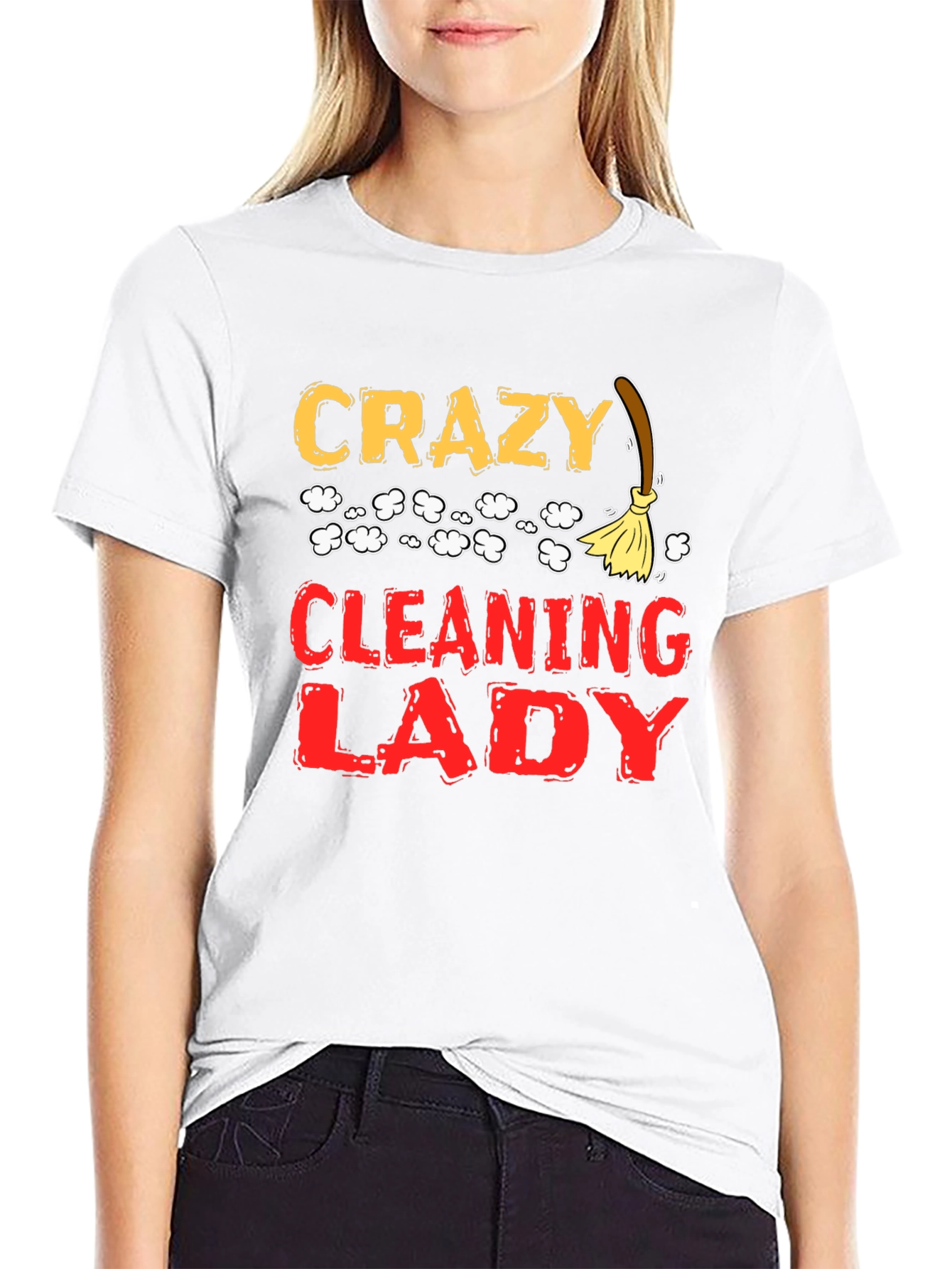 Crazy Cleaning Lady Graphic T-Shirt