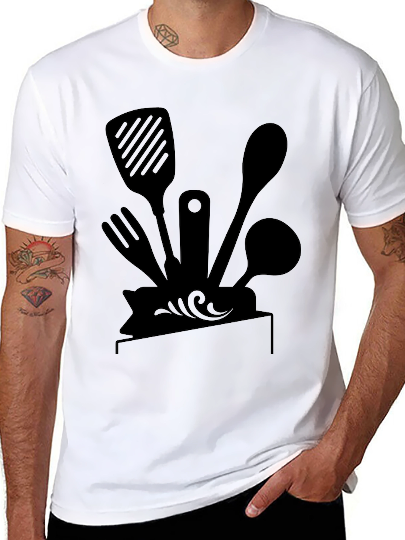 Chefs Kitchen Tool Tee - Black Graphic T-Shirt