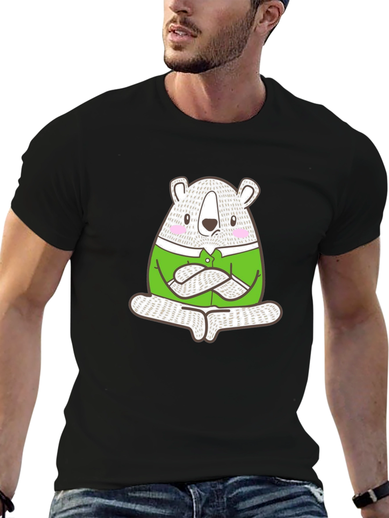 Meditating Bear Graphic Tee - Cool & Casual
