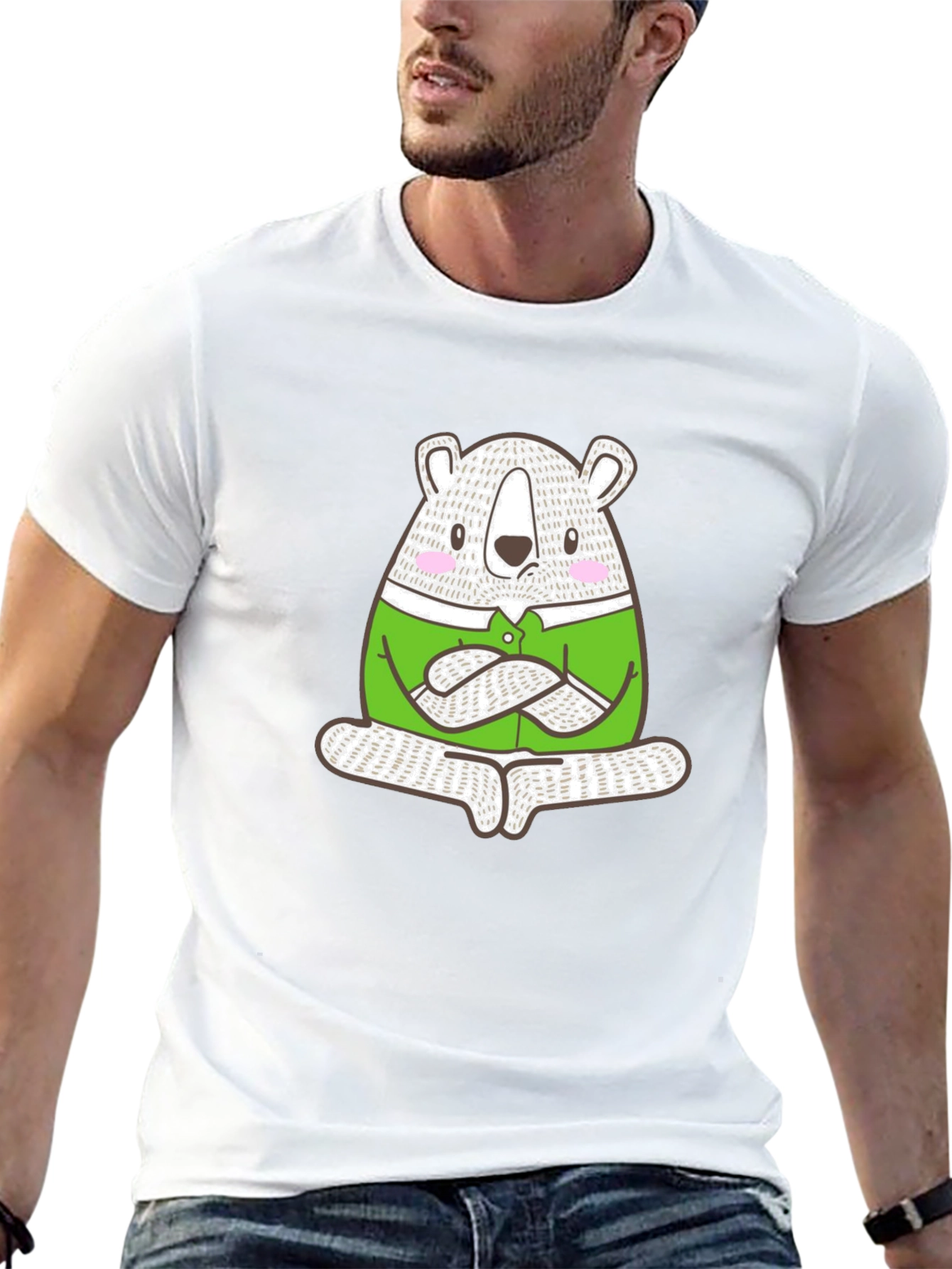 Meditating Bear Graphic Tee - Cool & Casual