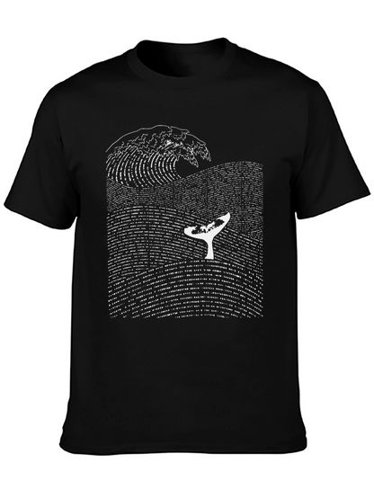 Whale Wave Graphic T-Shirt - Black Cotton Tee