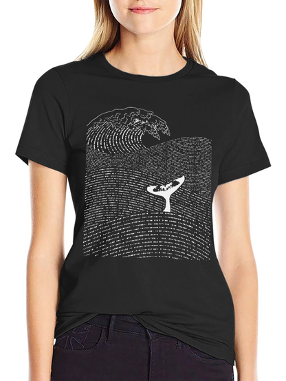 Whale Wave Graphic T-Shirt - Black Cotton Tee