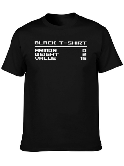 Black T-Shirt RPG Game Stats Graphic Tee
