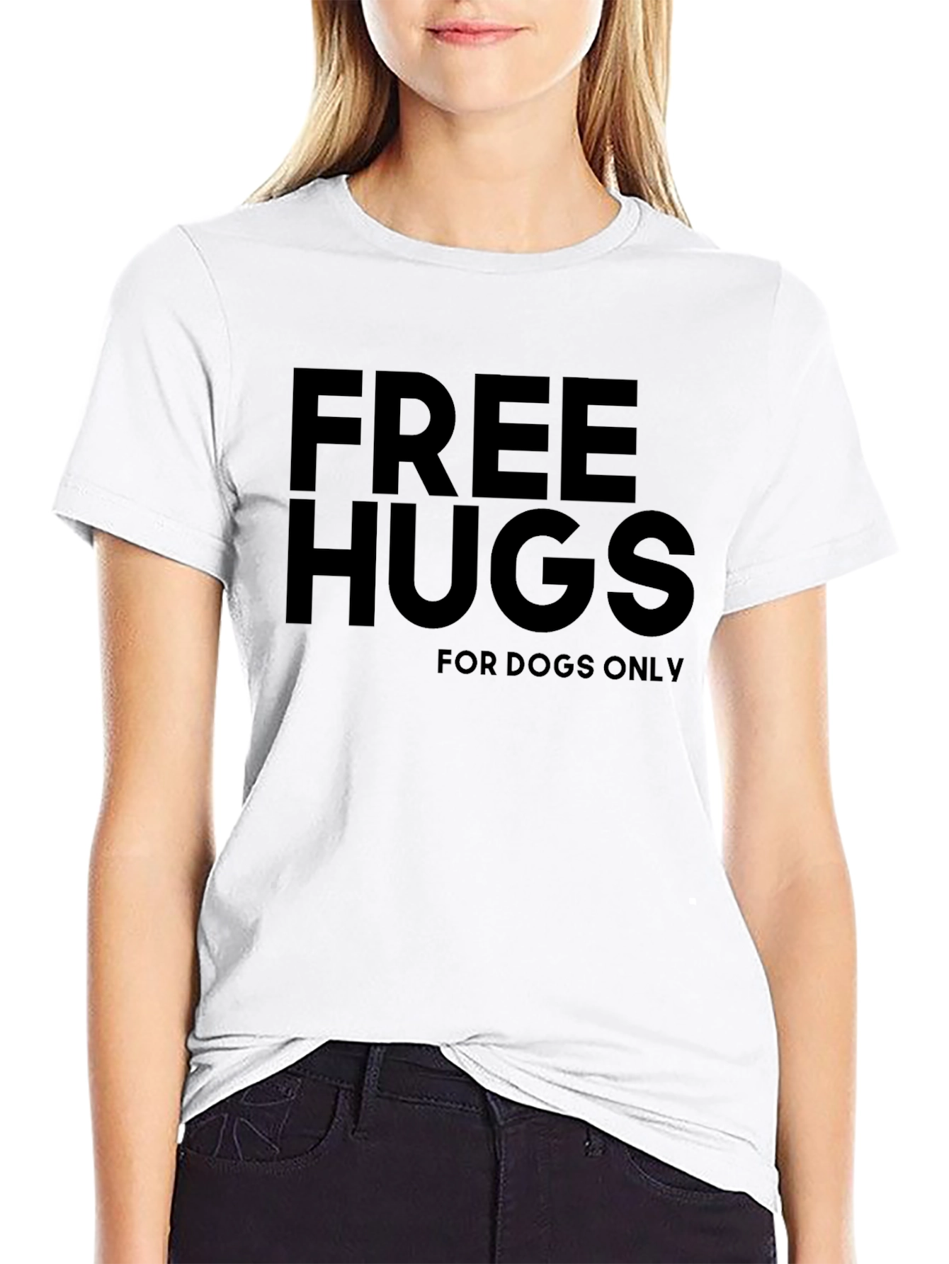 Free Hugs for Dogs Only Black T-Shirt