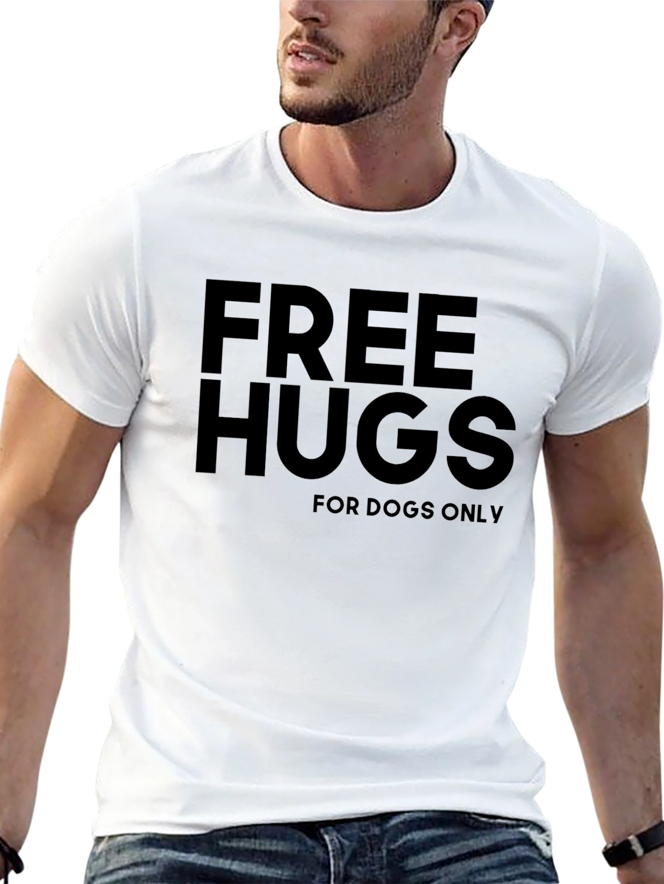 Free Hugs for Dogs Only Black T-Shirt