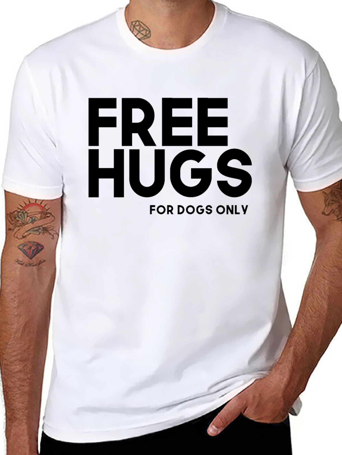 Free Hugs for Dogs Only Black T-Shirt