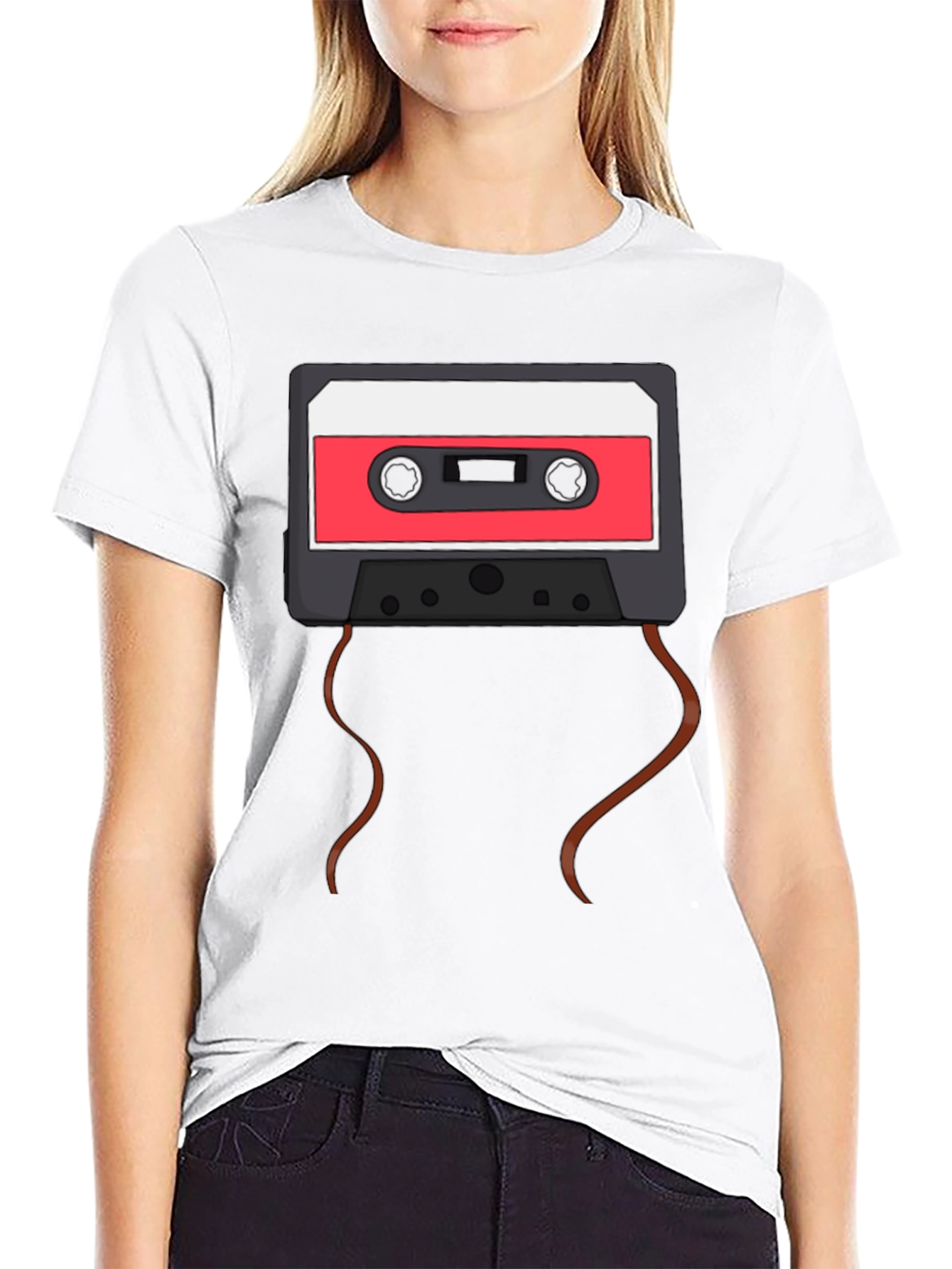 Retro Cassette Tape Graphic T-Shirt - Black
