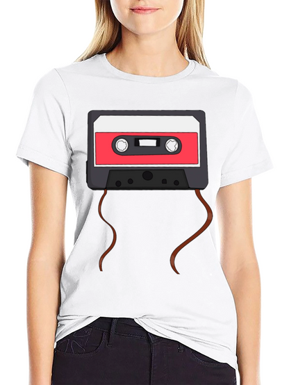Retro Cassette Tape Graphic T-Shirt - Black