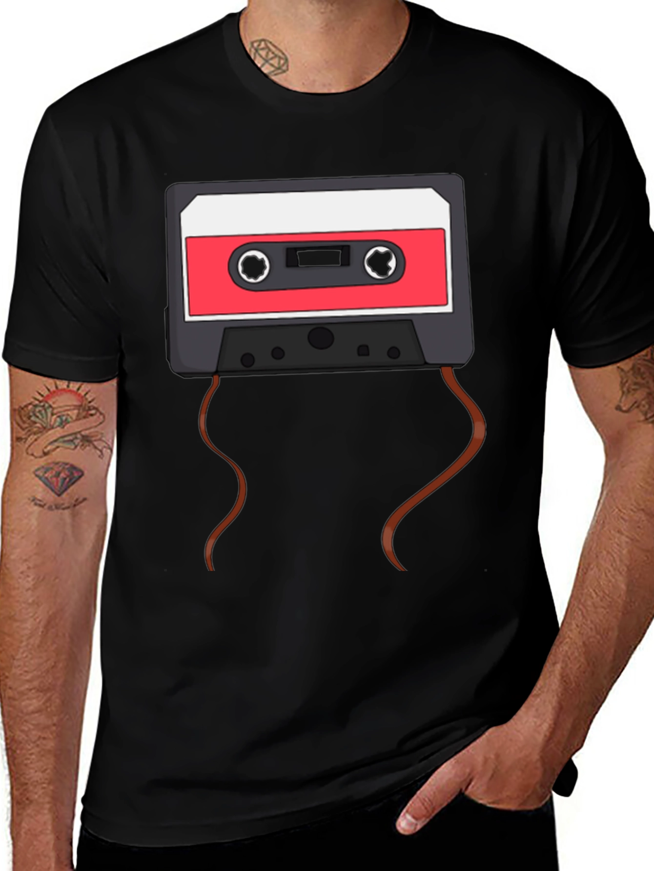 Retro Cassette Tape Graphic T-Shirt - Black