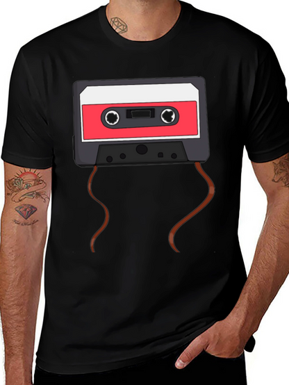 Retro Cassette Tape Graphic T-Shirt - Black
