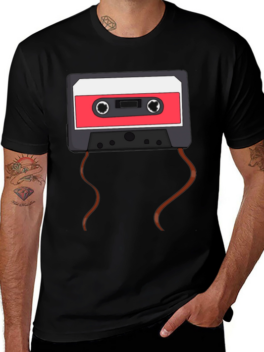 Retro Cassette Tape Graphic T-Shirt - Black