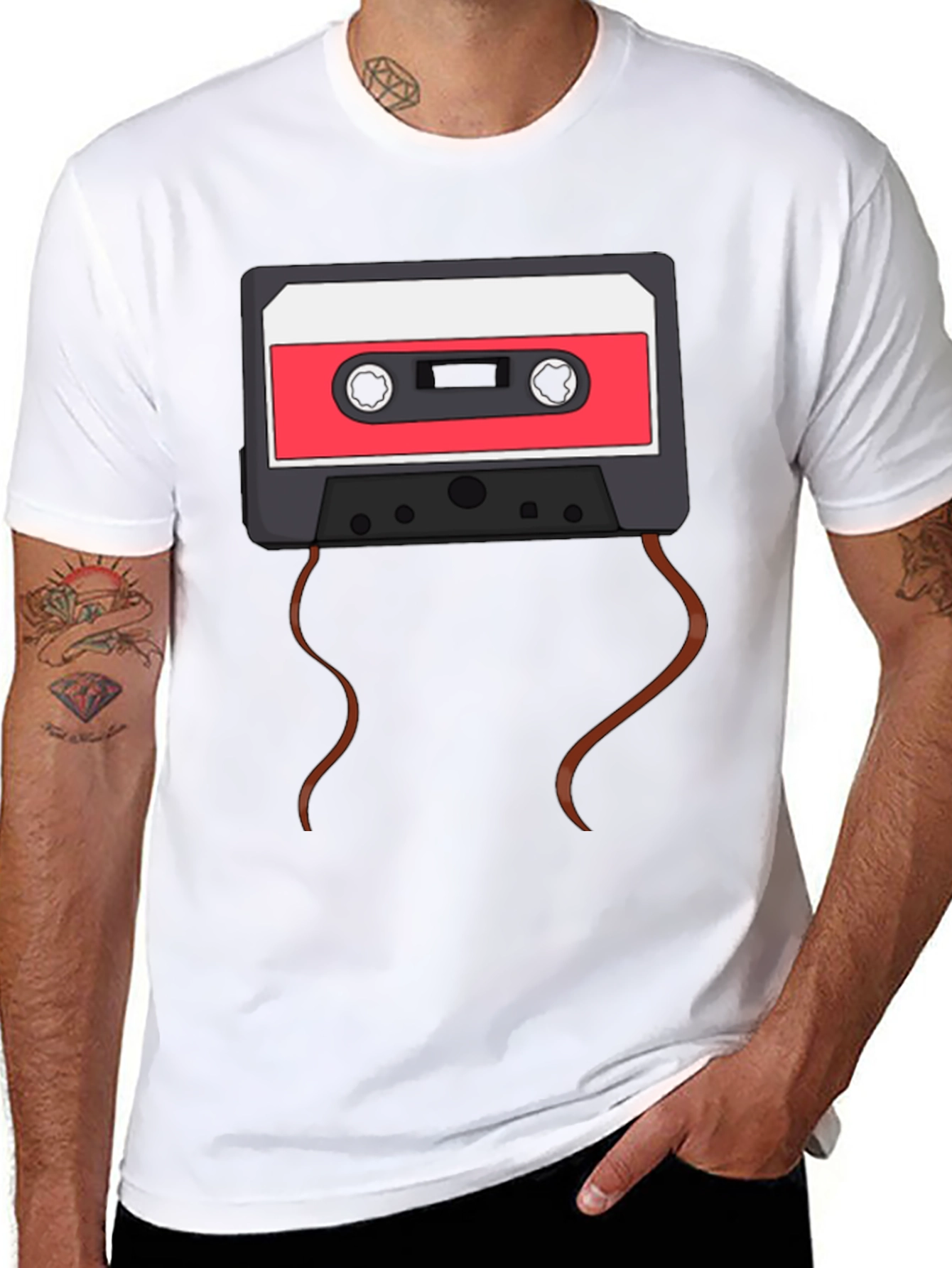 Retro Cassette Tape Graphic T-Shirt - Black